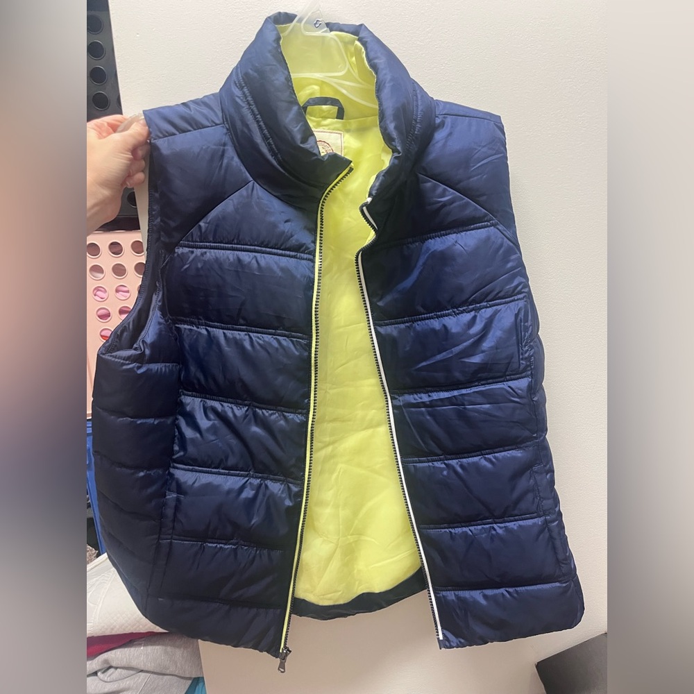 SO Kids Blue Puffer Vest with Yellow Lining